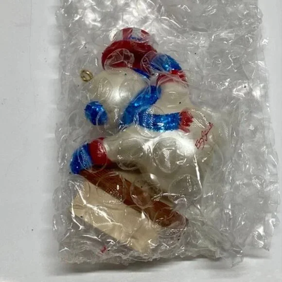 Vintage Christmas Ornament Patriotic Frosty Snowman God‎ Bless USA Hallmark 1999 - Picture 6 of 10